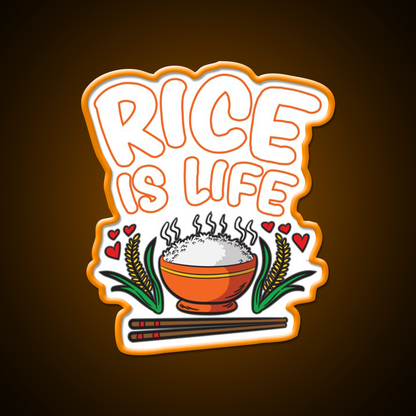 Rice Is Life Indian Chinese Filipino Humor Led Neon Sign Chinese Food Rgb Color