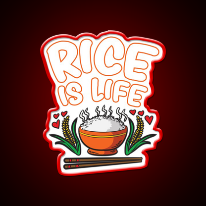 Rice Is Life Indian Chinese Filipino Humor Led Neon Sign Chinese Food Rgb Color