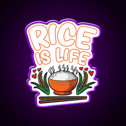 Rice Is Life Indian Chinese Filipino Humor Led Neon Sign Chinese Food Rgb Color - Shineneon