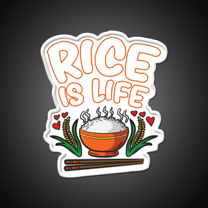 Rice Is Life Indian Chinese Filipino Humor Led Neon Sign Chinese Food Rgb Color - Shineneon