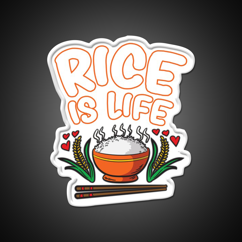 Rice Is Life Indian Chinese Filipino Humor Led Neon Sign Chinese Food Rgb Color