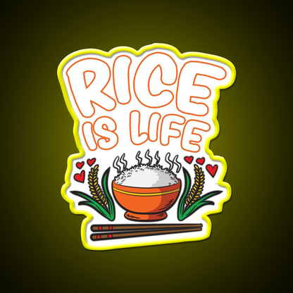 Rice Is Life Indian Chinese Filipino Humor Led Neon Sign Chinese Food Rgb Color