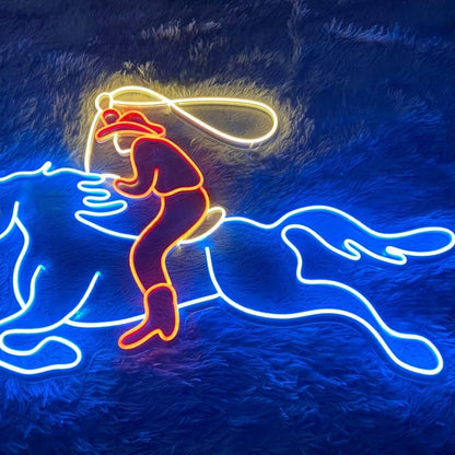 Riding Cowboy Blue Red Yellow Led Neon Sign For Western Themed Decor-1 | Shineneon