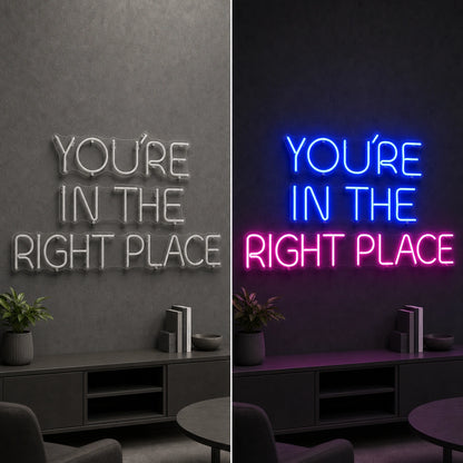 Right Place LED Neon Sign Garage Man Cave Neon Sign day and night comparison