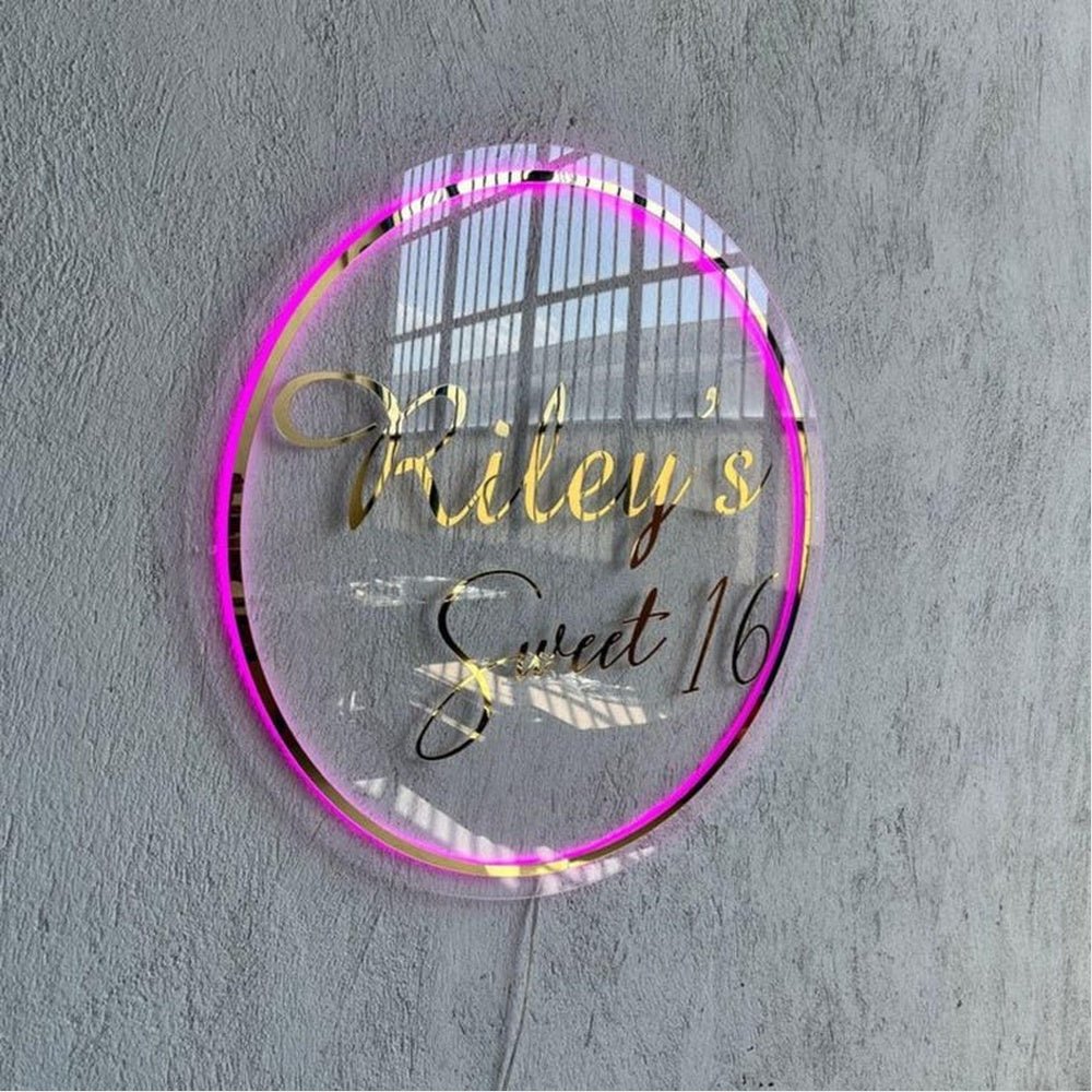 Rileys Sweet 16 Acrylic Business Logo Sign - Shineneon