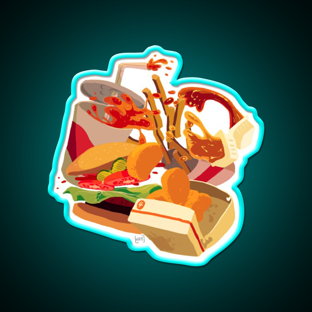 Rip Lunch Non Pattern Fast Food Led Neon Sign For Burger Place Rgb Color