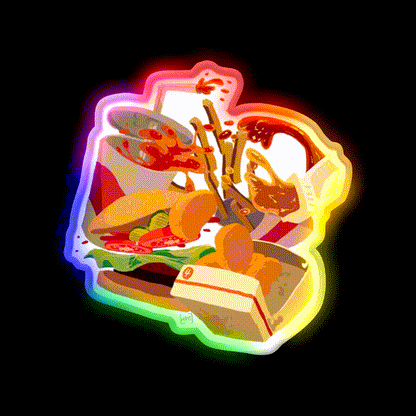 Rip Lunch Non Pattern Fast Food Led Neon Sign For Burger Place Rgb Color