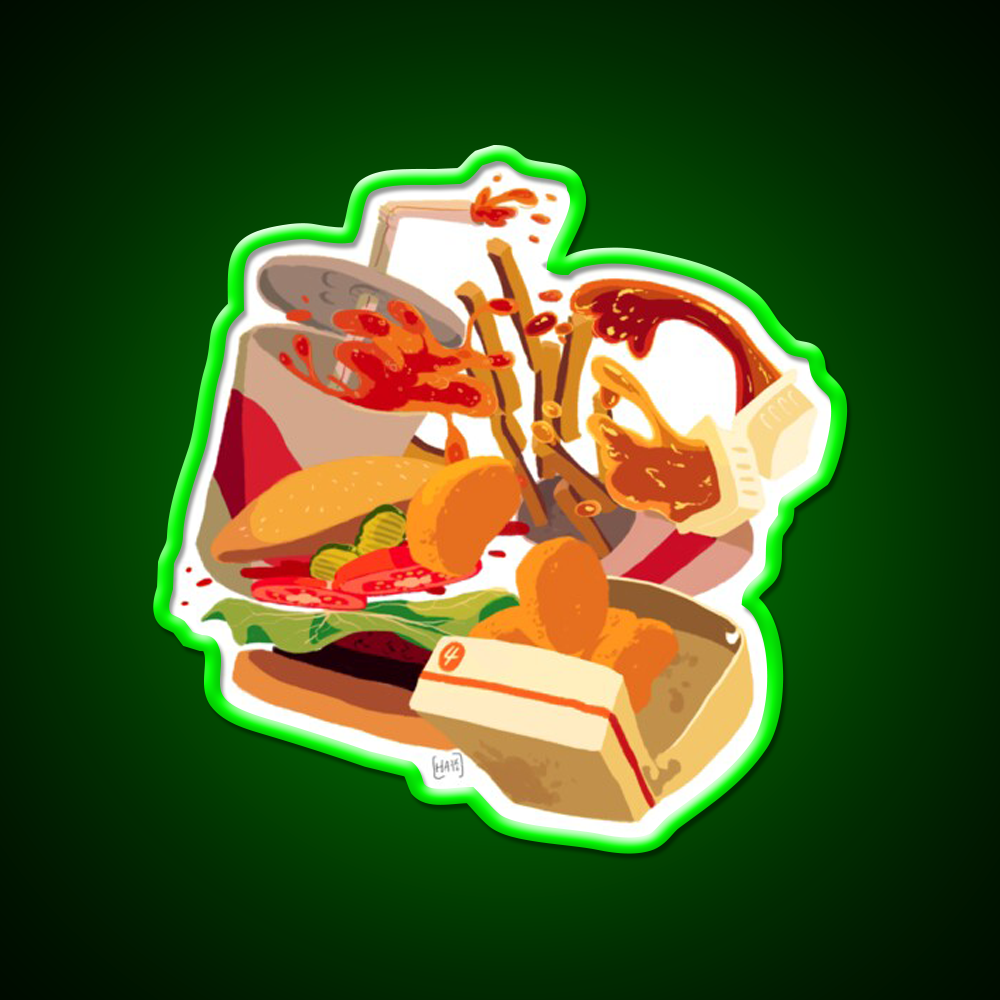 Rip Lunch Non Pattern Fast Food Led Neon Sign For Burger Place Rgb Color