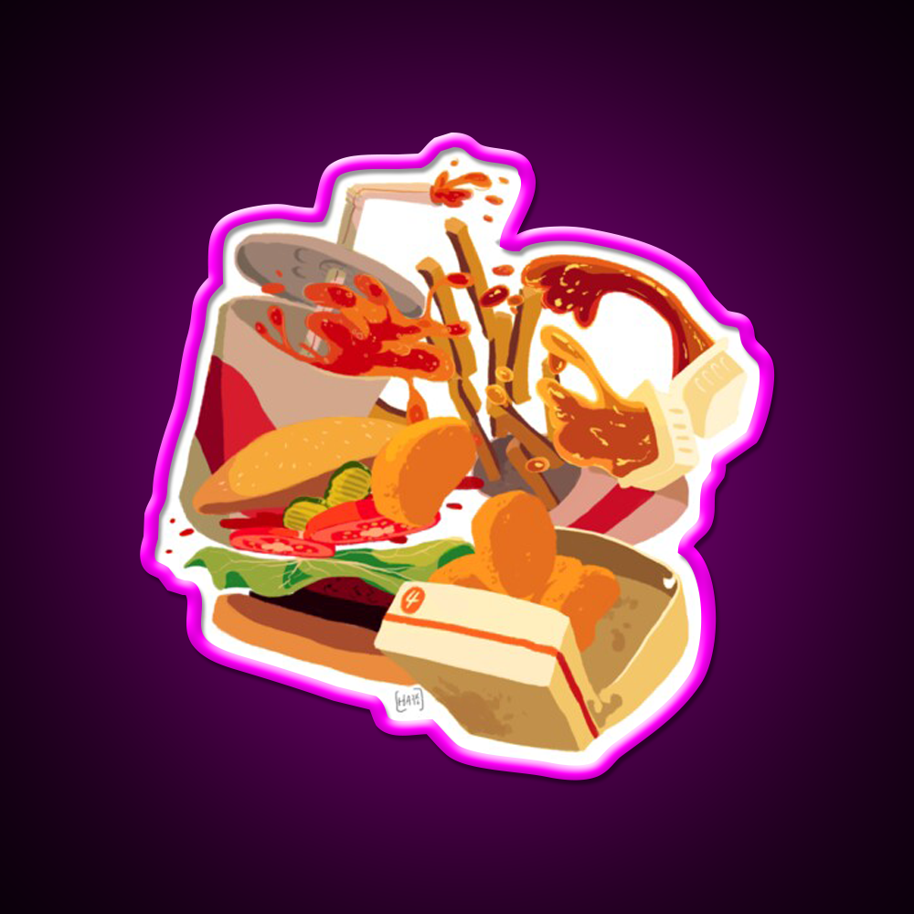 Rip Lunch Non Pattern Fast Food Led Neon Sign For Burger Place Rgb Color