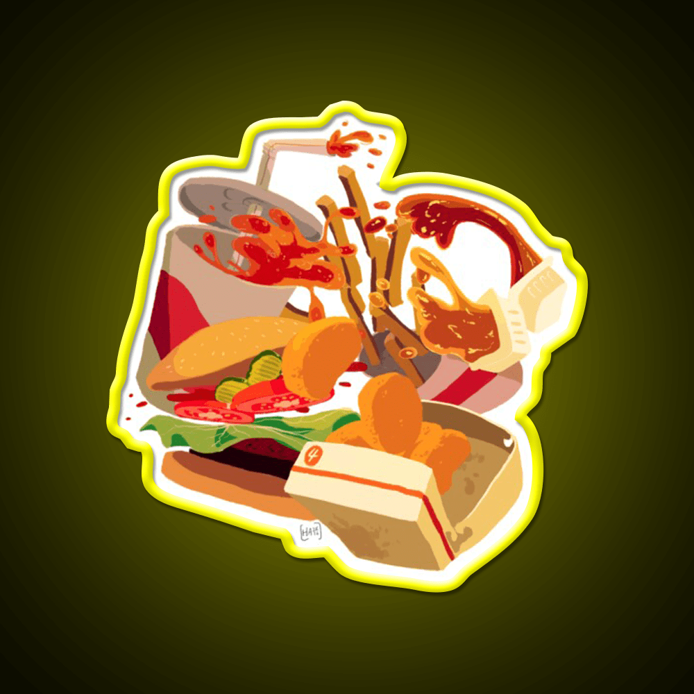 Rip Lunch Non Pattern Fast Food Led Neon Sign For Burger Place Rgb Color - Shineneon