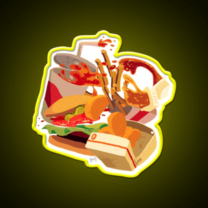 Rip Lunch Non Pattern Fast Food Led Neon Sign For Burger Place Rgb Color - Shineneon