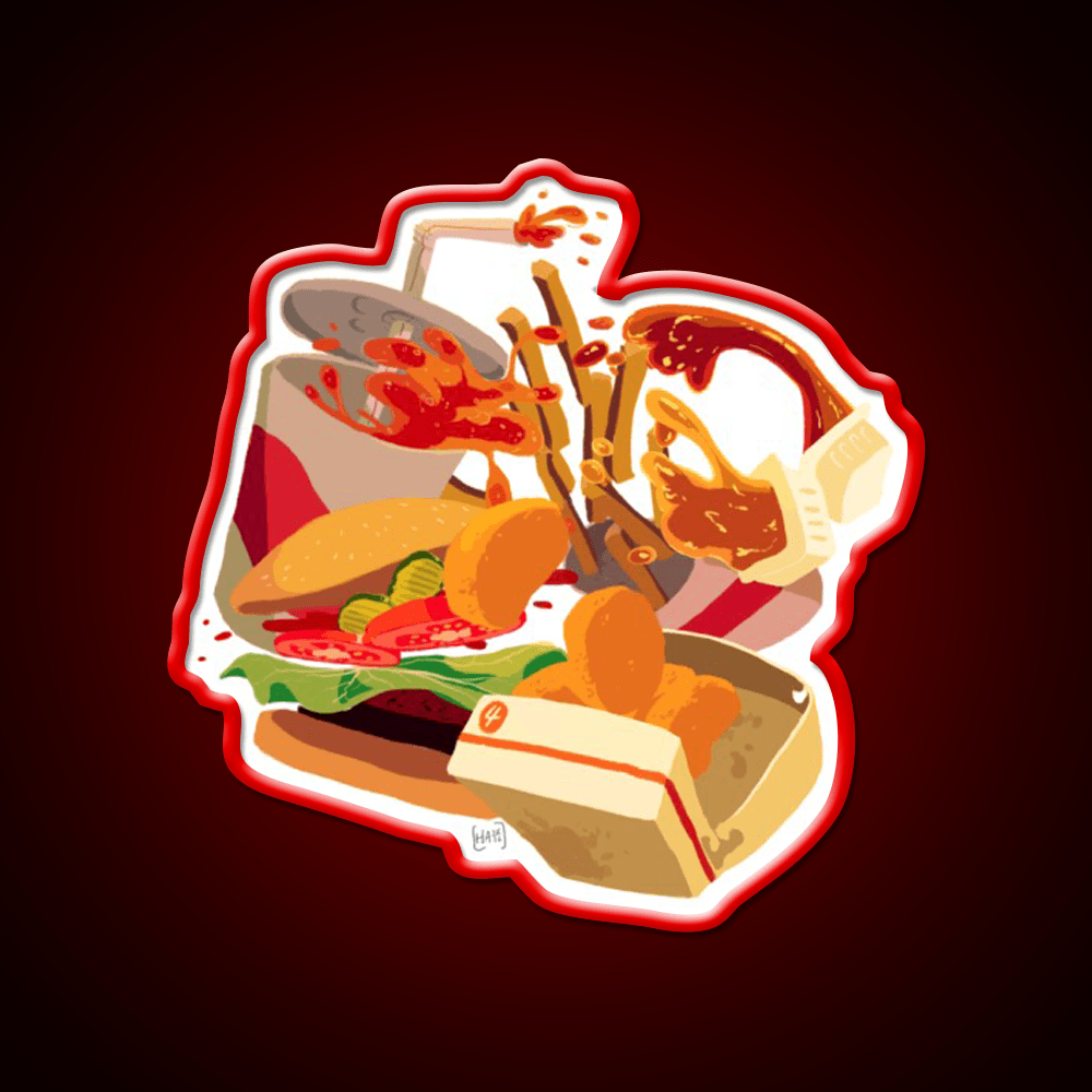 Rip Lunch Non Pattern Fast Food Led Neon Sign For Burger Place Rgb Color - Shineneon