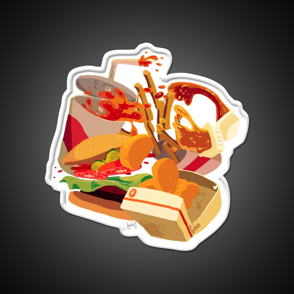 Rip Lunch Non Pattern Fast Food Led Neon Sign For Burger Place Rgb Color