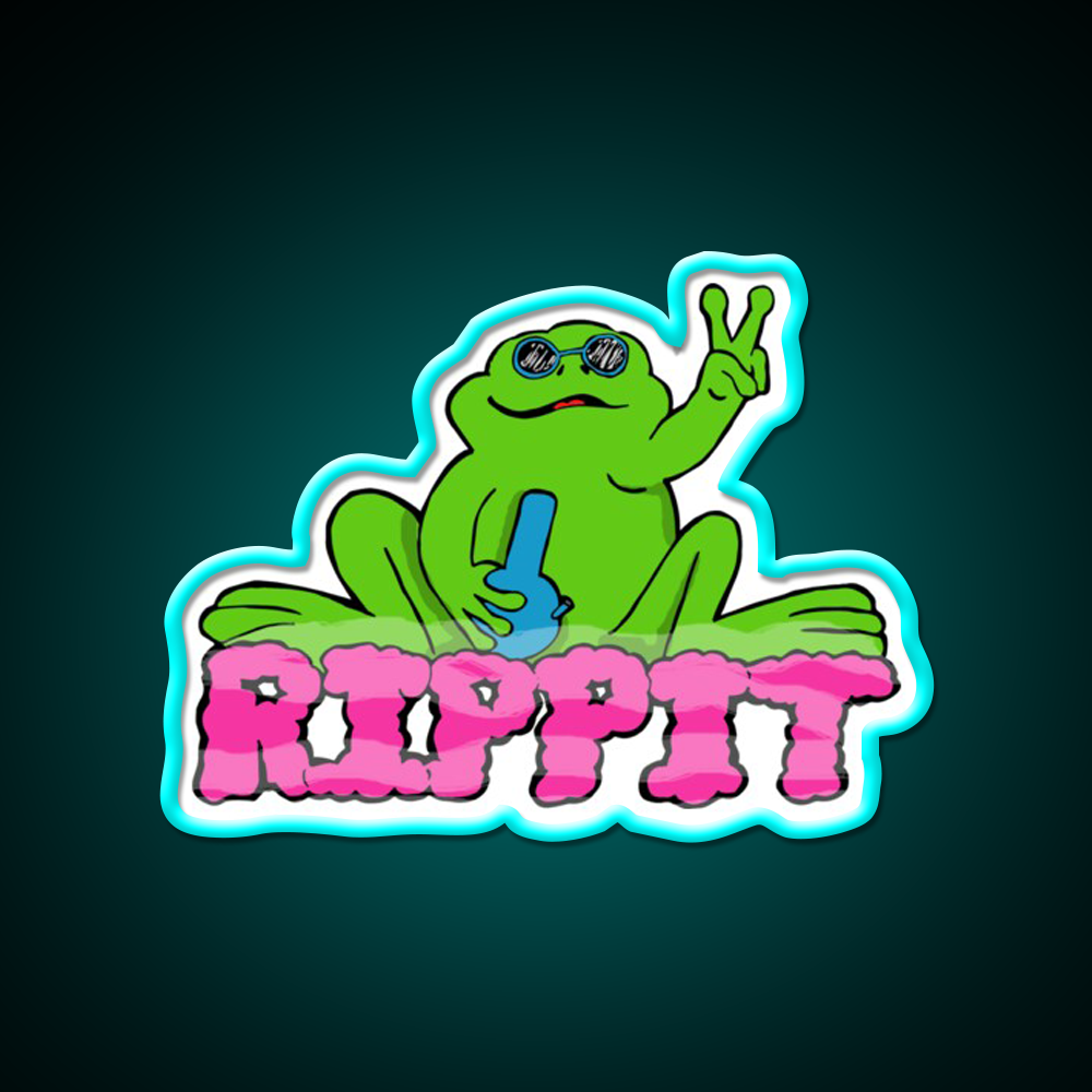 Rippit The Stoner Frog Peace Sign Hemp Inspired Green Leaf Led Neon Sign Rgb Color - Size and dimension reference
