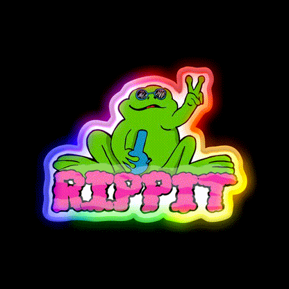 Rippit The Stoner Frog Peace Sign Hemp Inspired Green Leaf Led Neon Sign Rgb Color - LED neon sign close-up detail
