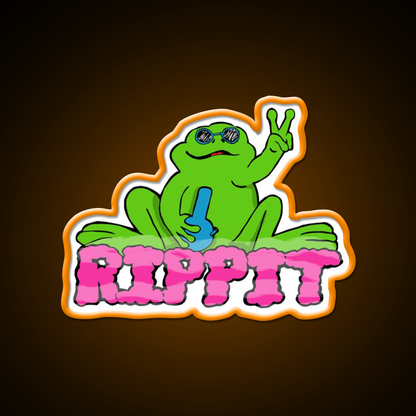 Rippit The Stoner Frog Peace Sign Hemp Inspired Green Leaf Led Neon Sign Rgb Color - LED neon sign view 6