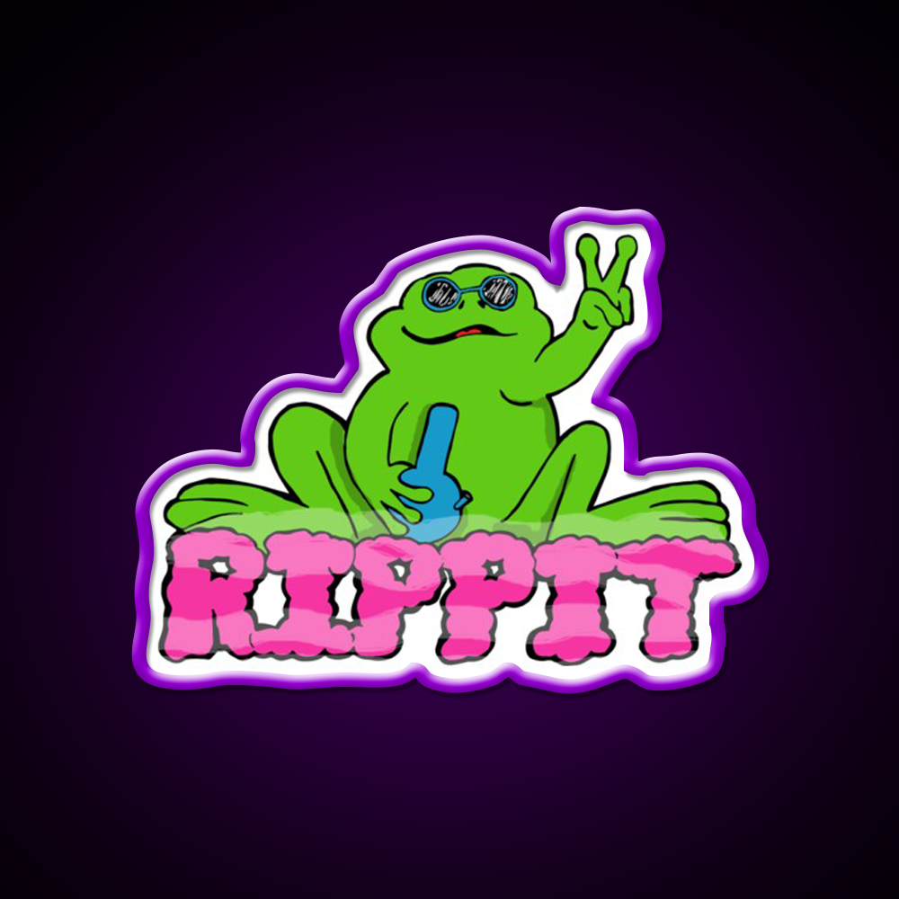 Rippit The Stoner Frog Peace Sign Hemp Inspired Green Leaf Led Neon Sign Rgb Color - LED neon sign view 9