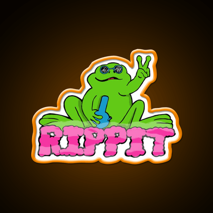 Rippit The Stoner Frog Peace Sign Hemp Inspired Green Leaf Led Neon Sign Rgb Color - Shineneon