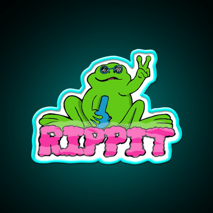 Rippit The Stoner Frog Peace Sign Hemp Inspired Green Leaf Led Neon Sign Rgb Color - Shineneon