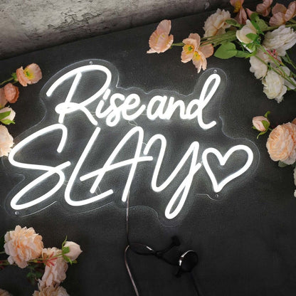 Rise And Slay White Led Neon Sign - Shineneon