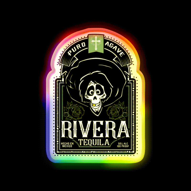Rivera Tequila Party Drink Tequila Led Neon Sign Rgb Color - LED neon sign close-up detail
