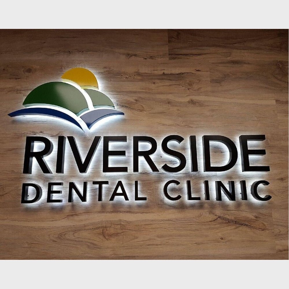 Riverside Dental Clinic Logo 3D Backlit Channel Letters Led Light Sign - Shineneon