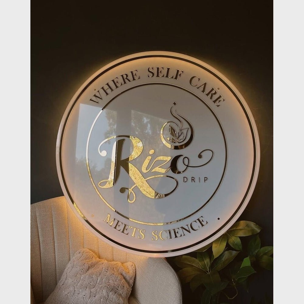Riza Drip Self Care Acrylic Business Logo Sign - Shineneon