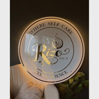 Riza Drip Self Care Acrylic Business Logo Sign - Shineneon