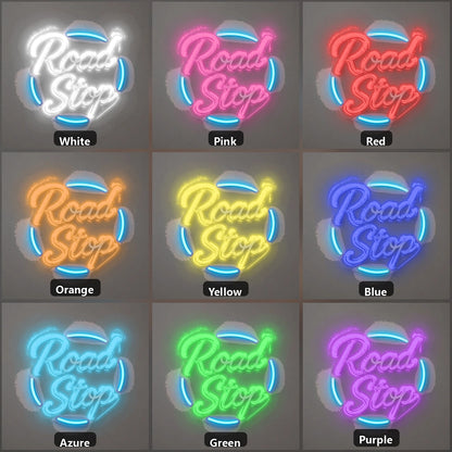 Road Stop Motel Vintage LED Neon Sign color grid