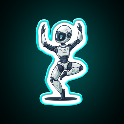 Robot In Tree Pose Yoga Led Neon Sign For Wellness Space Rgb Color