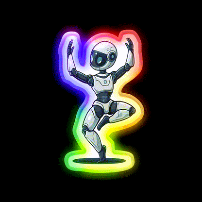 Robot In Tree Pose Yoga Led Neon Sign For Wellness Space Rgb Color