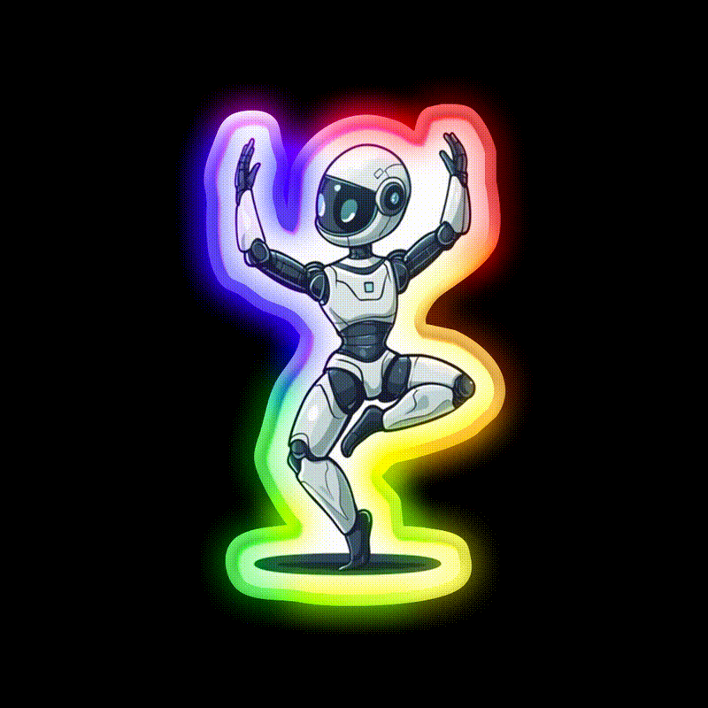 Robot In Tree Pose Yoga Led Neon Sign For Wellness Space Rgb Color