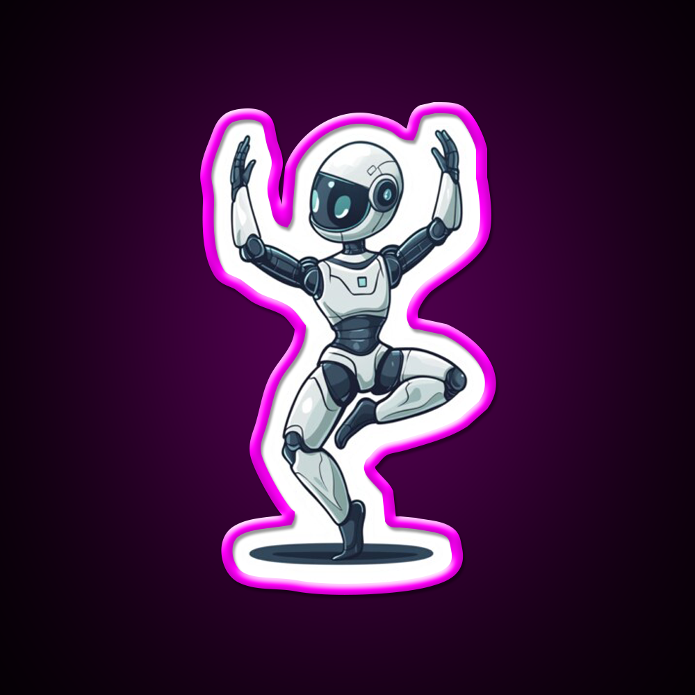 Robot In Tree Pose Yoga Led Neon Sign For Wellness Space Rgb Color