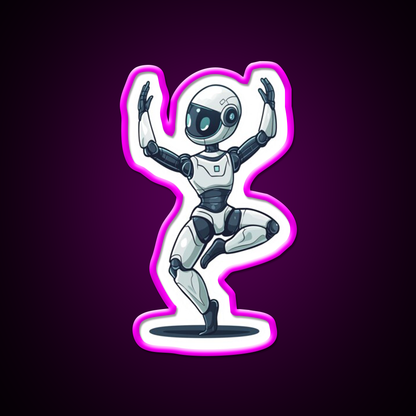 Robot In Tree Pose Yoga Led Neon Sign For Wellness Space Rgb Color