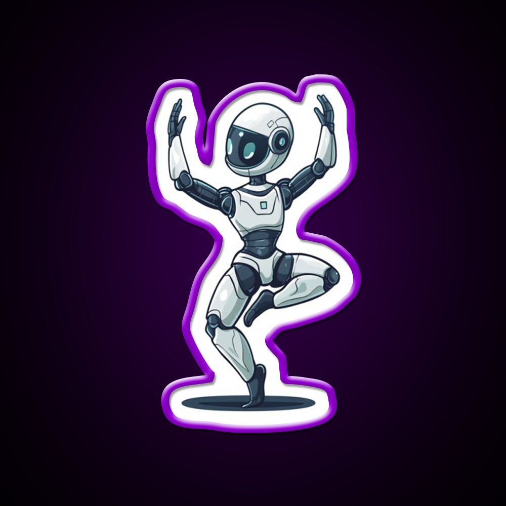 Robot In Tree Pose Yoga Led Neon Sign For Wellness Space Rgb Color