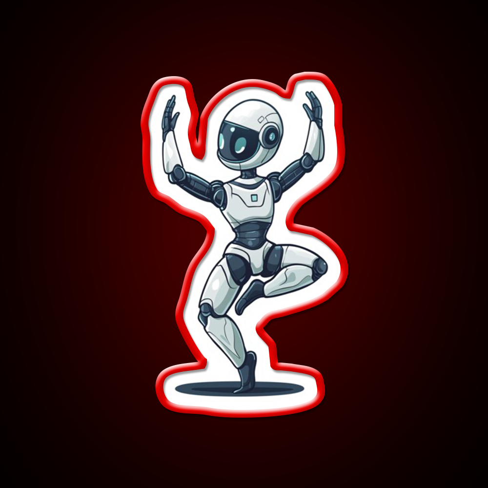 Robot In Tree Pose Yoga Led Neon Sign For Wellness Space Rgb Color