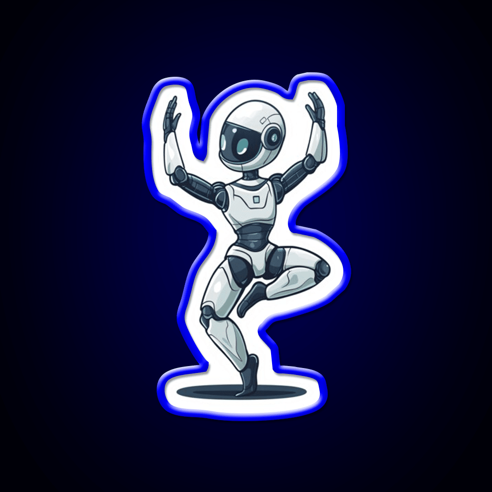 Robot In Tree Pose Yoga Led Neon Sign For Wellness Space Rgb Color - Shineneon