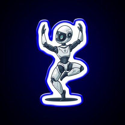 Robot In Tree Pose Yoga Led Neon Sign For Wellness Space Rgb Color - Shineneon