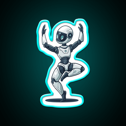 Robot In Tree Pose Yoga Led Neon Sign For Wellness Space Rgb Color - Shineneon