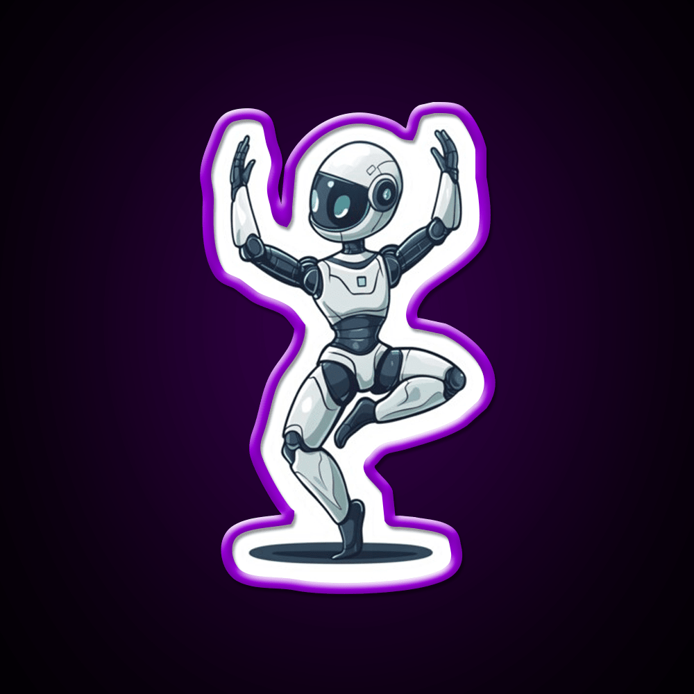 Robot In Tree Pose Yoga Led Neon Sign For Wellness Space Rgb Color - Shineneon