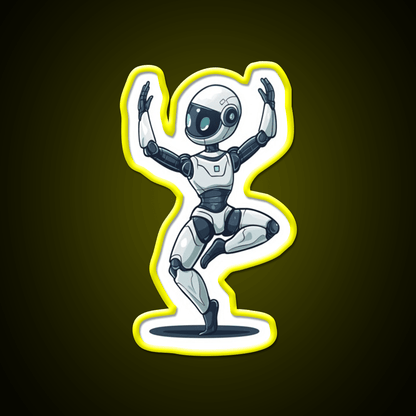 Robot In Tree Pose Yoga Led Neon Sign For Wellness Space Rgb Color - Shineneon