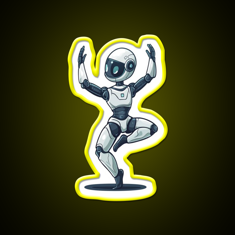 Robot In Tree Pose Yoga Led Neon Sign For Wellness Space Rgb Color