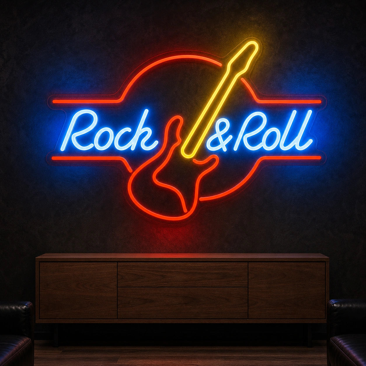 Rock And Roll Electric Guitar LED Neon Sign Garage Man Cave Neon Sign high-converting product image