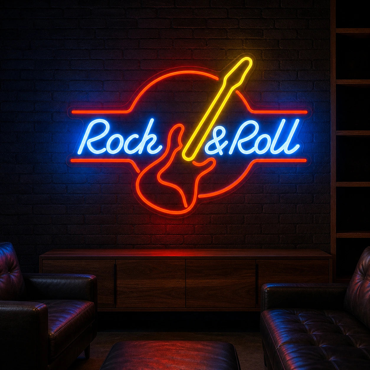 Rock And Roll Electric Guitar LED Neon Sign Garage Man Cave Neon Sign real lifestyle scene