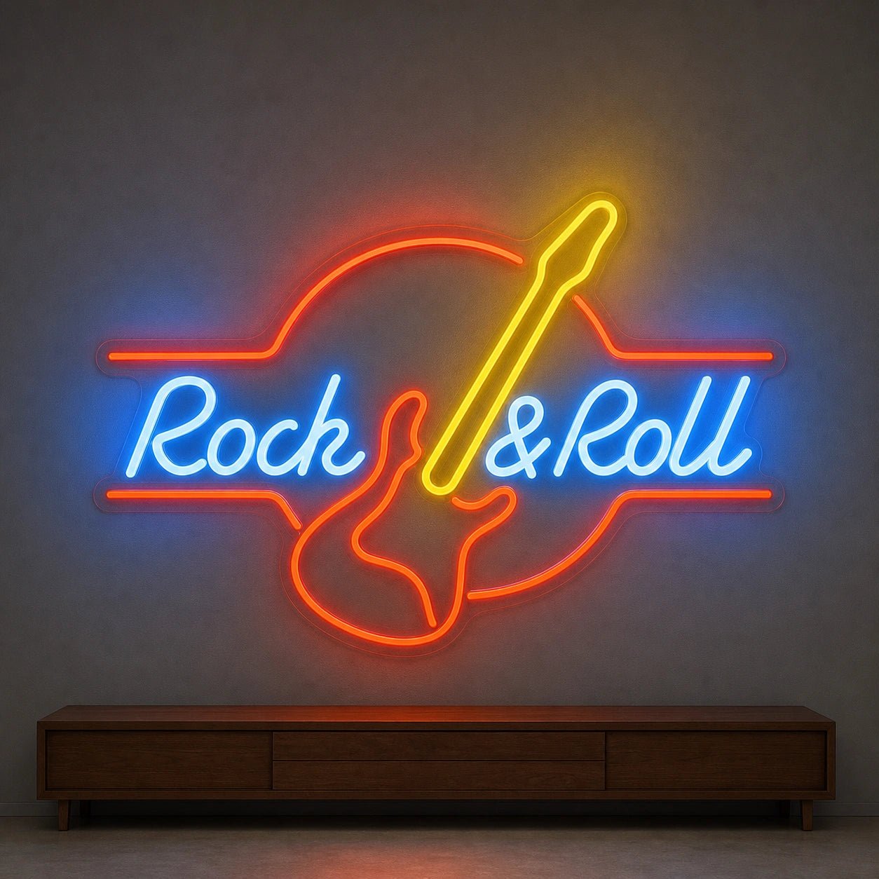Rock And Roll Electric Guitar LED Neon Sign Garage Man Cave Neon Sign - Shineneon