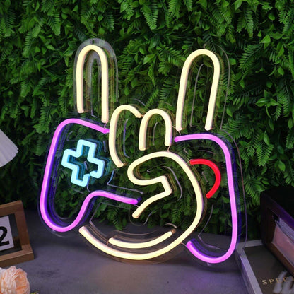 Rock Gesture With Game Controller Led Neon Sign - Shineneon