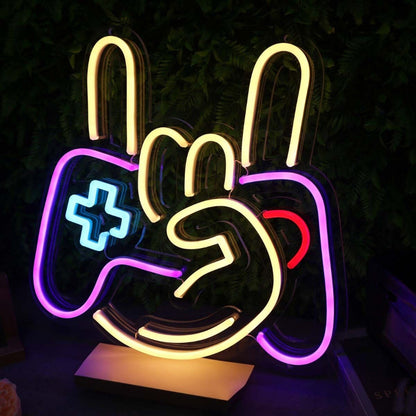 Rock Gesture With Game Controller Led Neon Sign - Shineneon