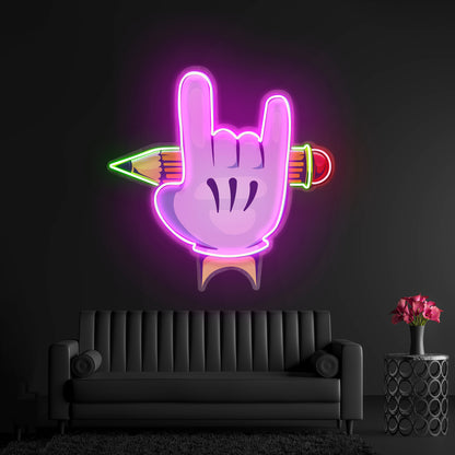 Rock Hand Led Neon Sign Light Custom Led Signs