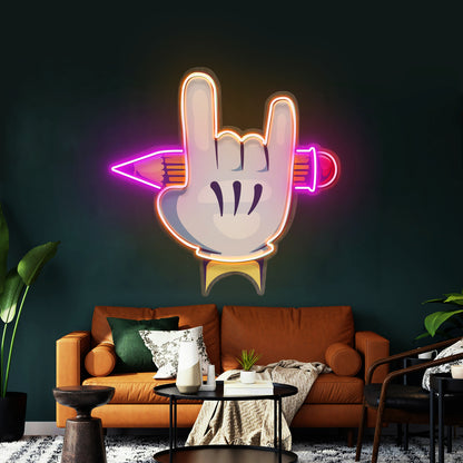 Rock Hand Led Neon Sign Light Custom Led Signs