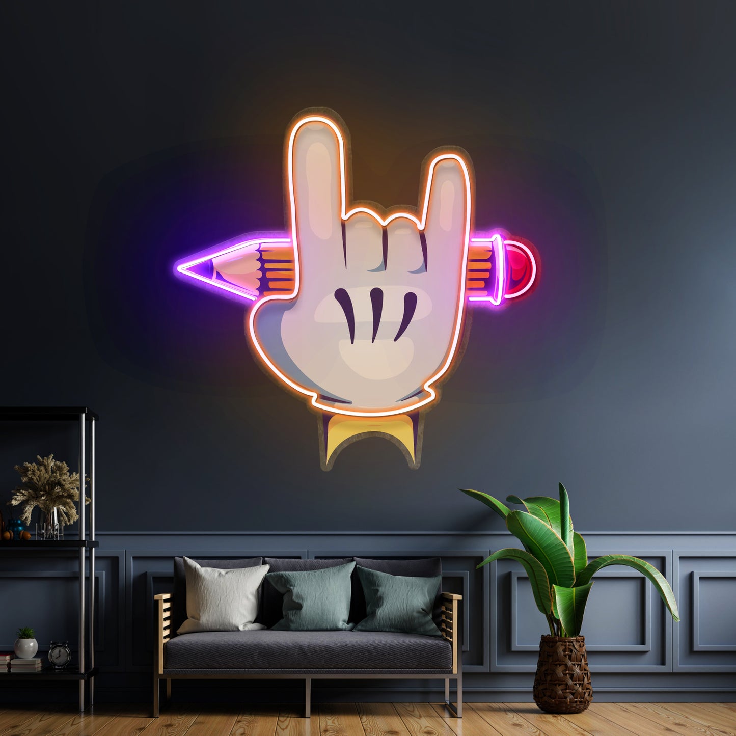 Rock Hand Led Neon Sign Light Custom Led Signs